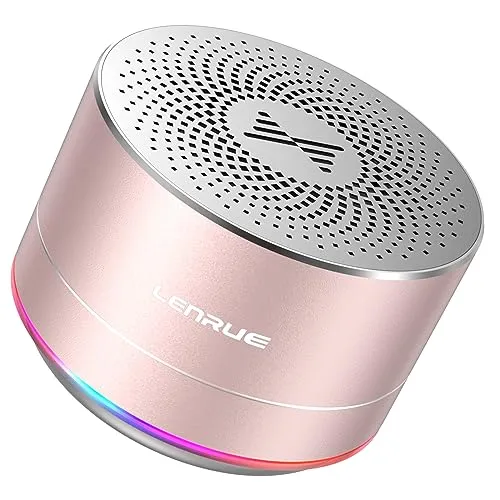 LENRUE A2 Portable Wireless Bluetooth Speaker with Lights and Lanyard,5W Mini Small Metal Speakers Bluetooth 5.0/Aux-in for