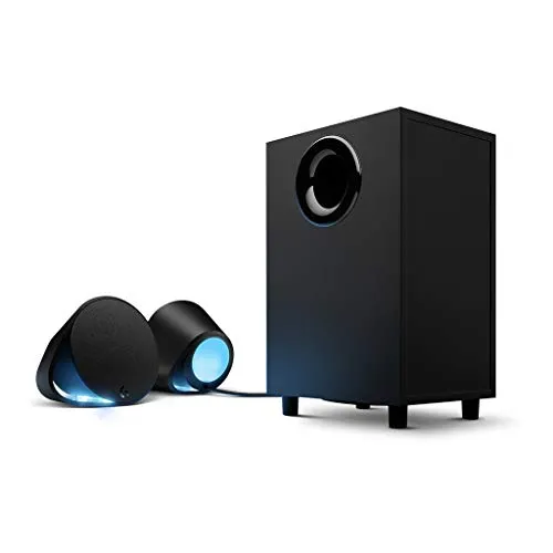 Logitech G560 PC Gaming Speaker System with 7.1 DTS:X Ultra Surround Sound, Game based LIGHTSYNC RGB, Two Speakers and