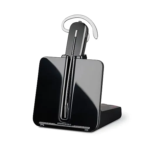 Plantronics Poly CS540 Wireless DECT Headset (Plantronics) – Single Ear (Mono) Convertible (3 wearing styles) – Connects to
