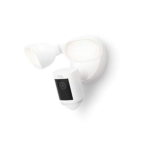 Ring Floodlight Cam Wired Pro with Bird’s Eye View and 3D Motion Detection, White security camera